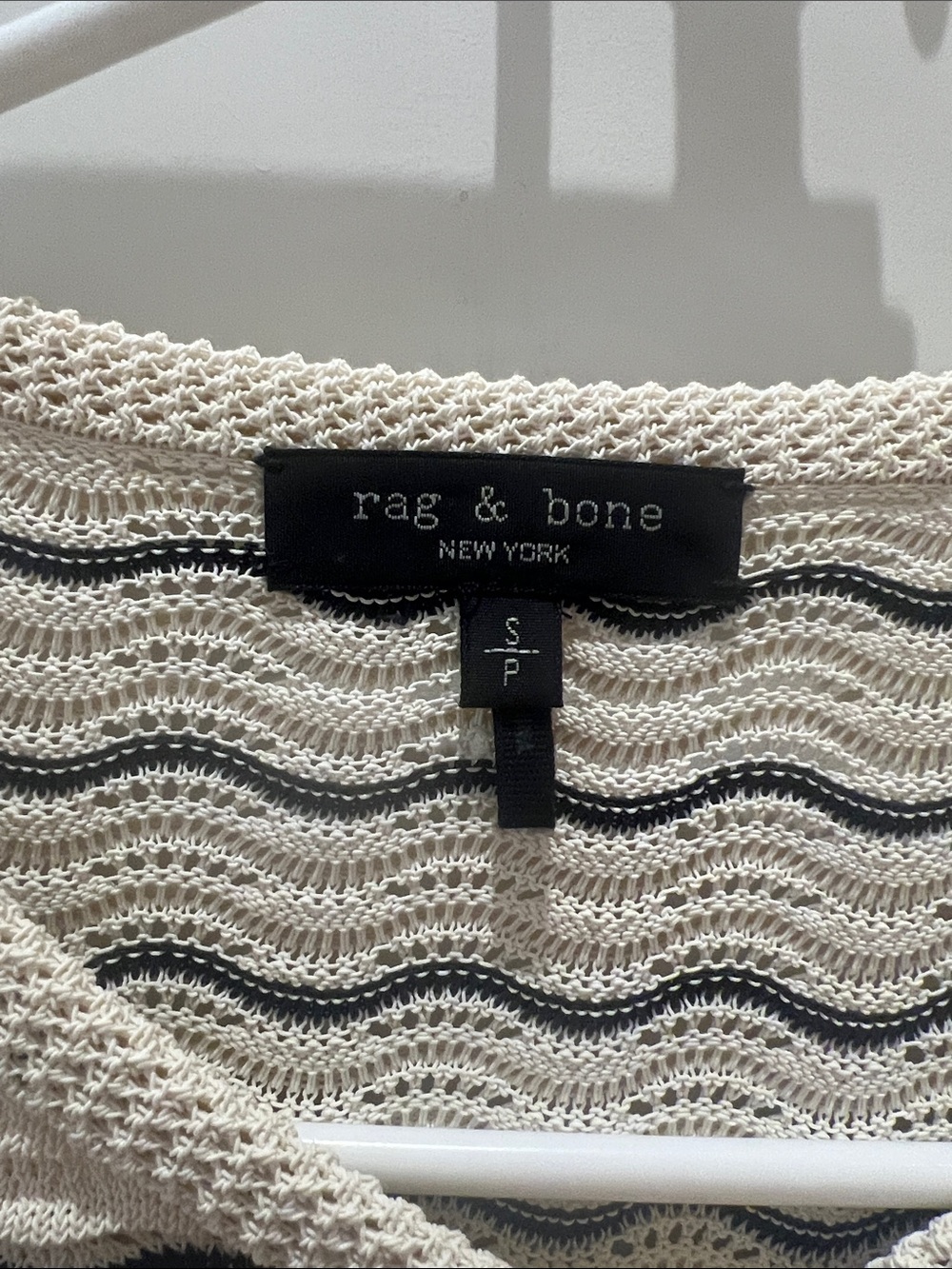 rag & bone Cream and Black Wavy Knit Button Cardigan - Picture 3 of 3